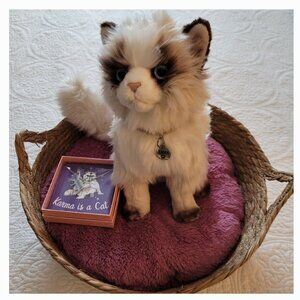 Taylor Swift KARMA Cat Inspired New Plush Cat, Rhinestone Collar/Tag & Basket